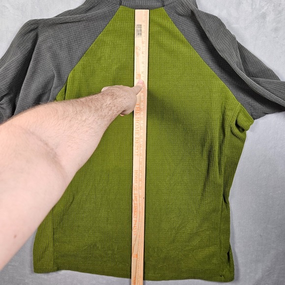 Melanzana Micro Grid Hoodie Mens XXL Green Gray Colorblock Sweatshirt Pockets - Picture 9 of 11
